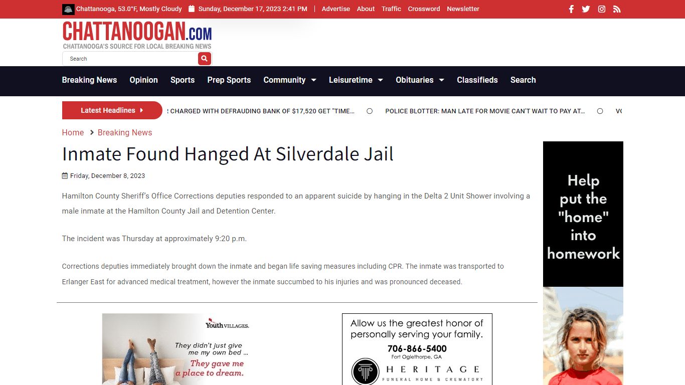 Inmate Found Hanged At Silverdale Jail - Chattanoogan.com